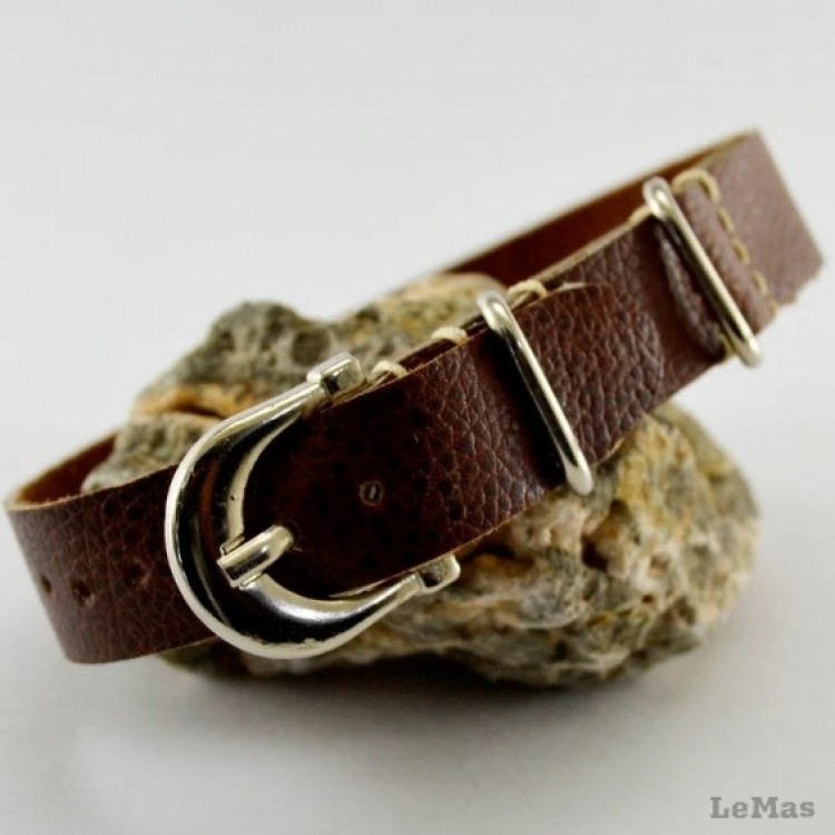 Military Saat Kayışı, Deri, Kahverengi