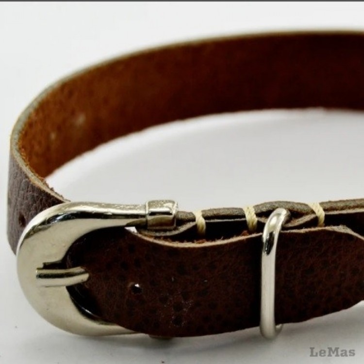 Military Saat Kayışı, Deri, Kahverengi