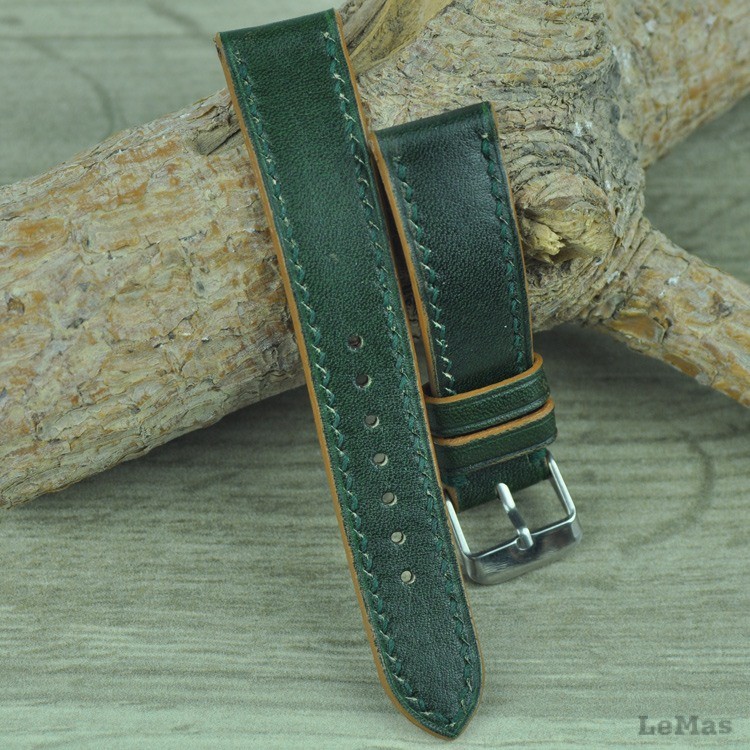 Vegetal Orman Yeşili Deri Saat Kayışı