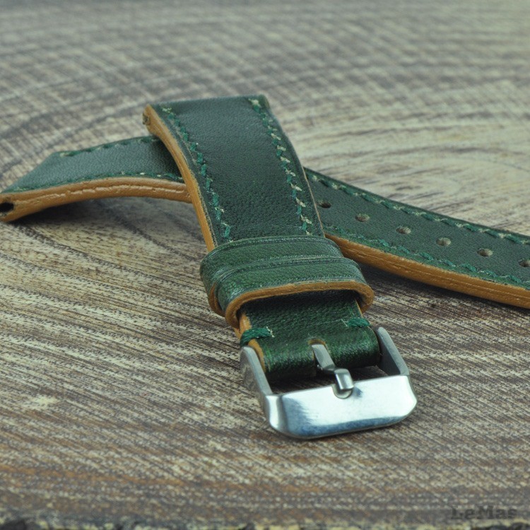 Vegetal Orman Yeşili Deri Saat Kayışı