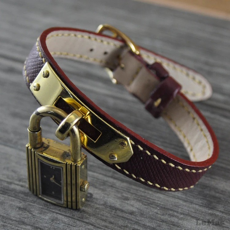 Bordo Deri Saat Kayışı,  Hermes Kelly Saatler İçin