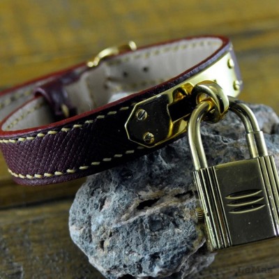 Burgundy Leather Watch Strap For Hermes Kelly Watches