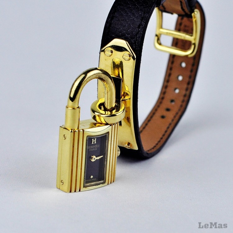 Siyah Deri Saat Kayışı,  Hermes Kelly Saatler İçin