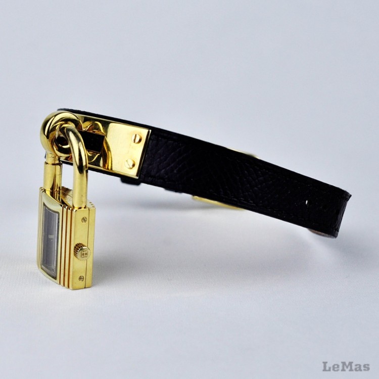 Siyah Deri Saat Kayışı,  Hermes Kelly Saatler İçin