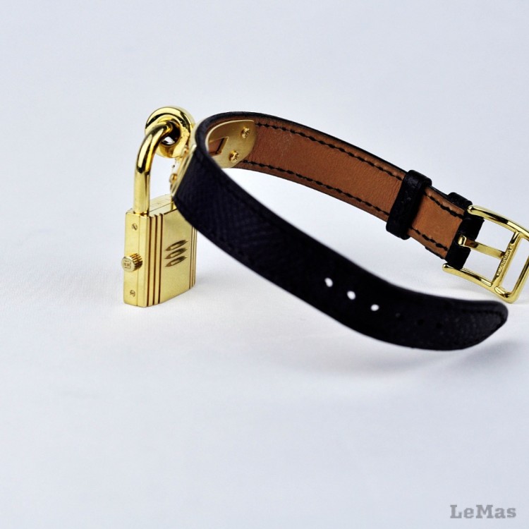Siyah Deri Saat Kayışı,  Hermes Kelly Saatler İçin