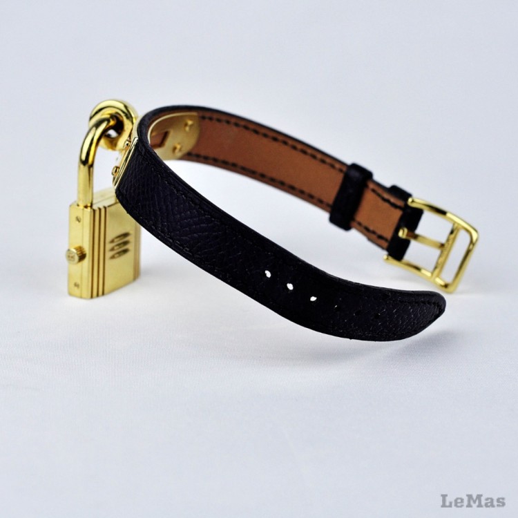 Siyah Deri Saat Kayışı,  Hermes Kelly Saatler İçin