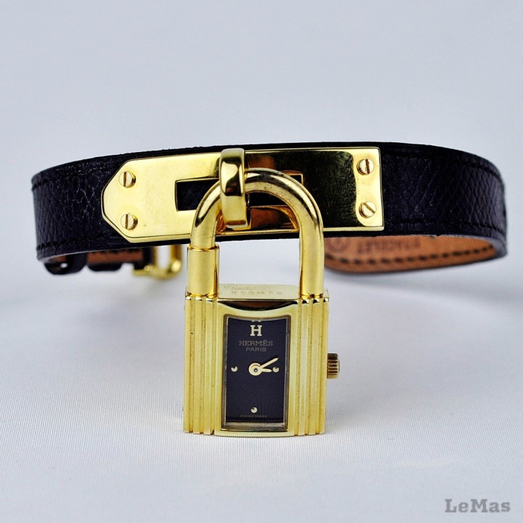 Siyah Deri Saat Kayışı,  Hermes Kelly Saatler İçin